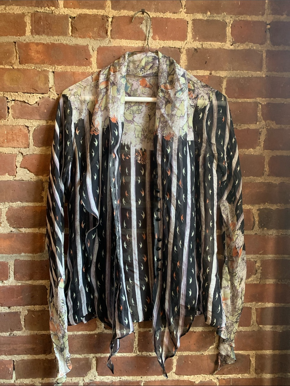 Yigal Azrouel Print Silky Top Sz Small Buttons